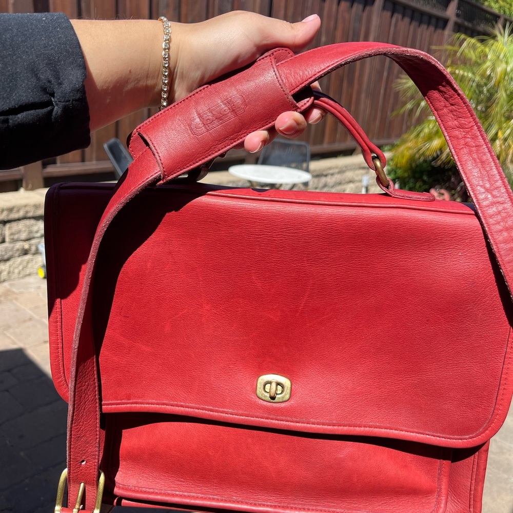 Coach Red Leather Laptop Bag